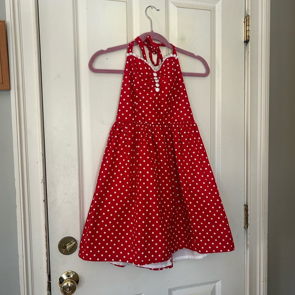 Homemade polka dot dress size girls large.